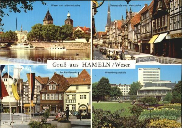 Hameln Weser Münsterkirche Osterstrasse und Marktkir