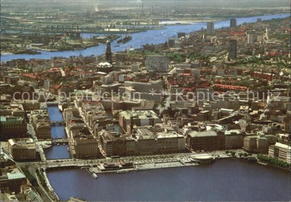 Hamburg Jungfernstieg Elbe Fliegeraufnahme