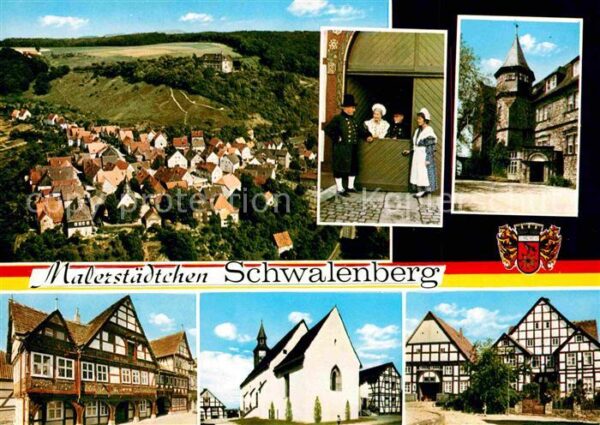 Schwalenberg Panorama Trachten Fachwerkhäuser Kirche