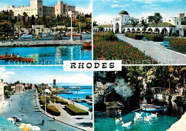 Rhodes Rhodos Greece Schloss Promenade Schwanenteich