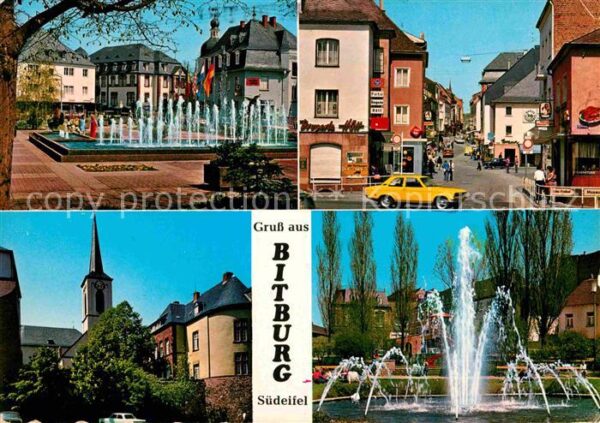 Bitburg Wasserspiele Strassenpartie Kirche Spri