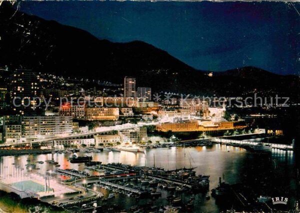 Monaco Le port et Monte Carlo la nuit