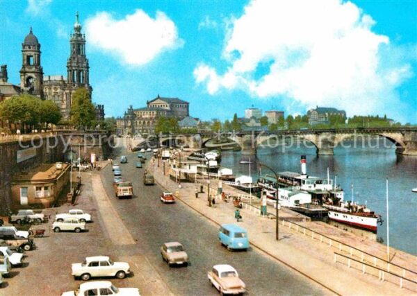 Dresden Brühlsche Terrasse Elbe Dampfer Brücke