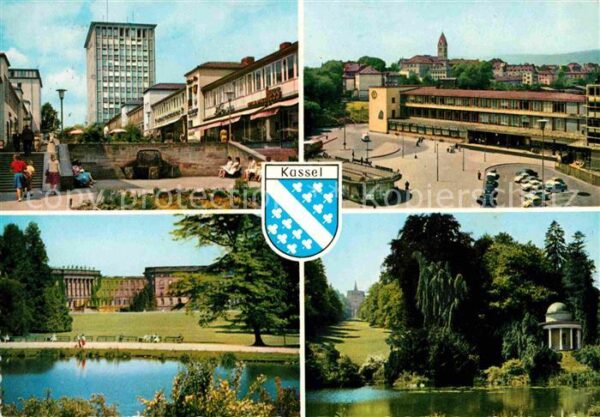 Kassel Teilansichten Hochhaus Park Teich Tempe