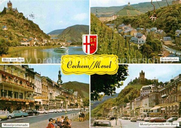 Cochem Mosel Blick von Sehl Sesselbahn Moselpromenad