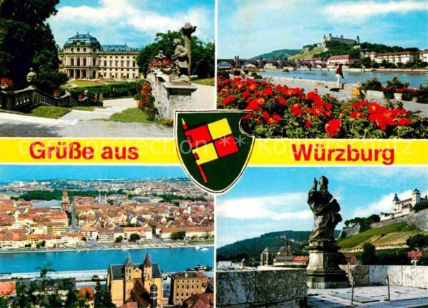 Wuerzburg Schloss Partie am Main Denkmal Statue