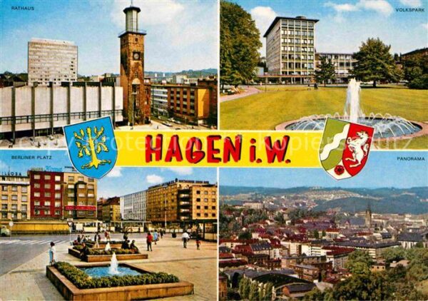Hagen Westfalen Rathaus Volkspark Fontäne Berliner Plat