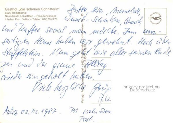 Romansthal Oberfranken Gasthof Zur schönen Schnitterin Gastrau – Bild 2