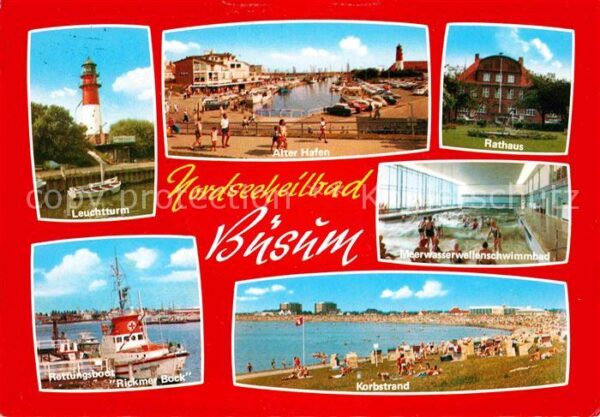 Buesum Nordseebad Leuchtturm Alter Hafen Rathaus Meerwass