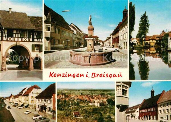 Kenzingen Stadttor Brunnen Strassenpartie Panoram