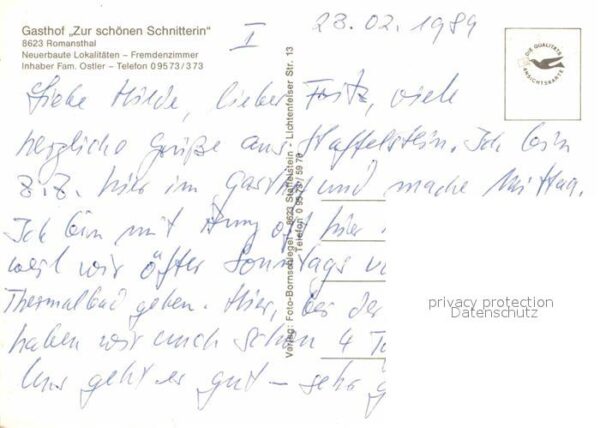 Romansthal Oberfranken Gasthof Zur schönen Schnitterin Gastrau – Bild 2