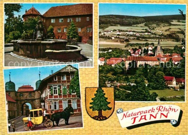 Tann Rhoen Rotes Schloss Barockbrunnen Pferdekutsc