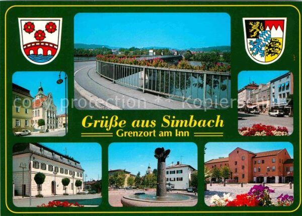 Simbach Inn Teilansichten Brücke Brunnen