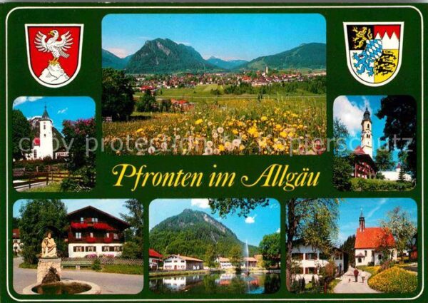 Pfronten Kirche Panorama Brunnen Teilansichten