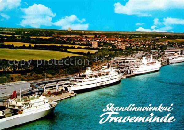 Travemuende Ostseebad Skandinavienkai Fliegeraufnahme Dampfer
