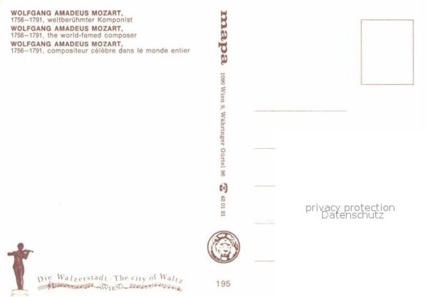 Komponist Wolfgang Amadeus Mozart Memorial – Bild 2