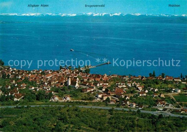 Immenstaad Bodensee mit Alpenkette Fliegeraufnahme