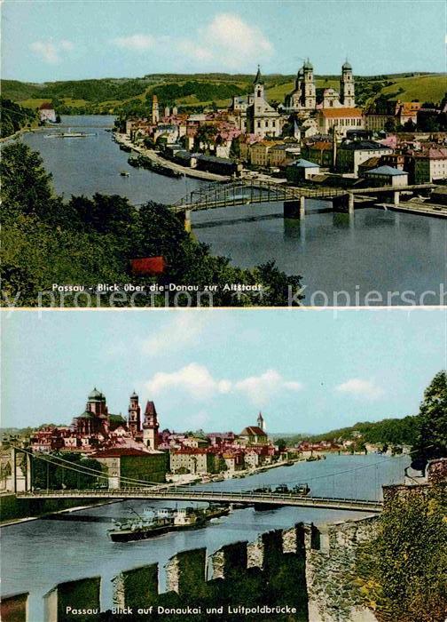 Passau Panorama Blick über Donau zur Altstadt