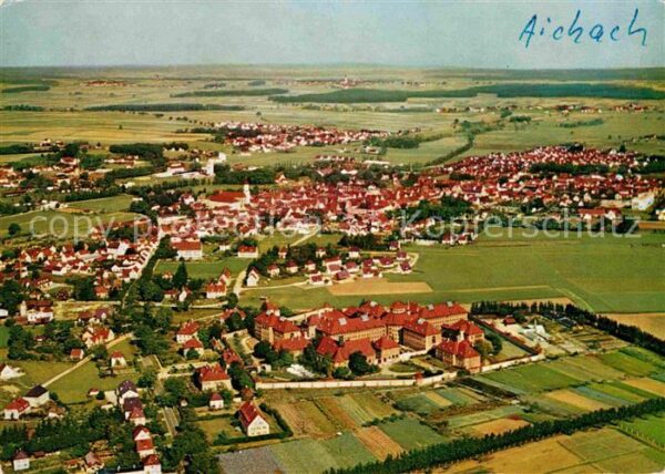Aichach mit Oberbernbach Fliegeraufnahme