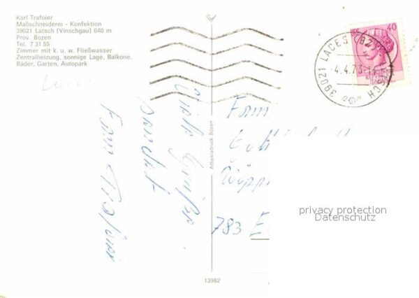 Latsch Vinschgau Massschneiderei Karl Trafoier Gasthof R – Bild 2