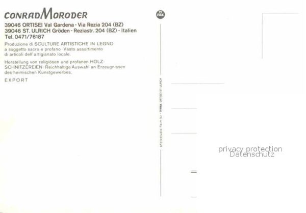 Ortisei St Ulrich Conrad Moroder Sculture in Legno Holzsc – Bild 2