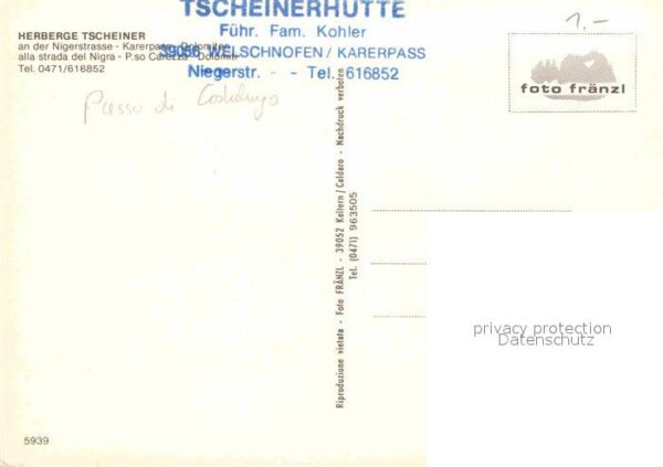 Welschnofen Suedtirol Herberge Tscheiner Nigerstrasse Karerpa – Bild 2