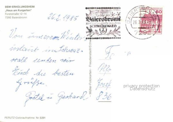 Baiersbronn Schwarzwald BSW Erholungsheim Haus am Kurgarten Win – Bild 2