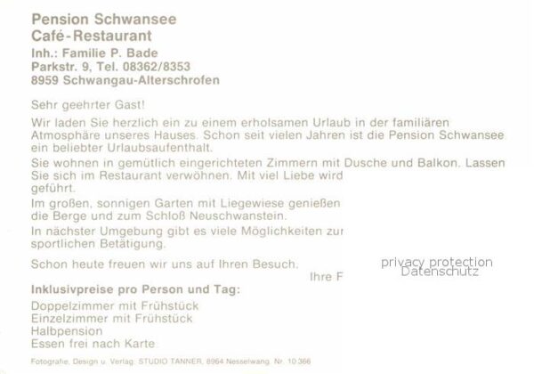 Alterschrofen Pension Schwansee Cafe Restaurant Schlo – Bild 2