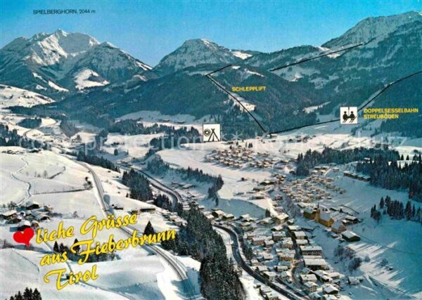 Fieberbrunn Tirol Wintersportplatz Alpenpanorama Fliegera