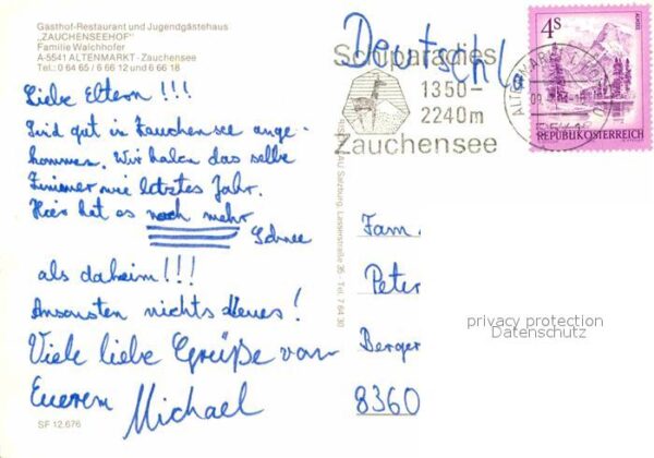 Altenmarkt Zauchensee Gasthof Restaurant Jugendgästehaus Zauc – Bild 2