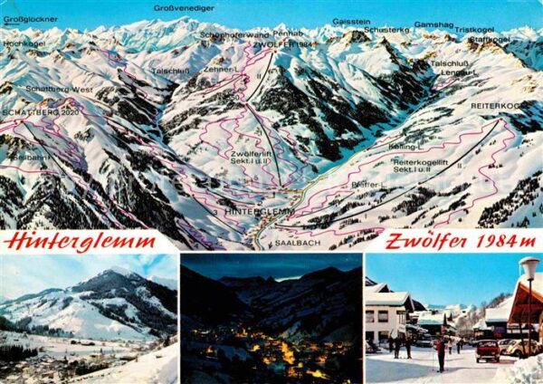 Hinterglemm Saalbach Panorama Skigebiet Zwölferkogel Nachtau