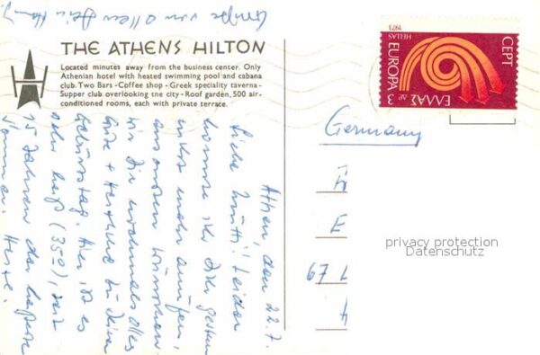 Athen Griechenland The Athens Hilton Hotel Fliegeraufnahme – Bild 2