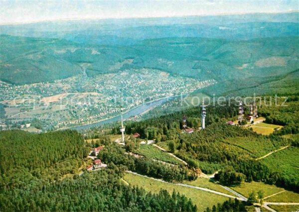Heidelberg Neckar mit Königstuhl Fliegeraufnahme