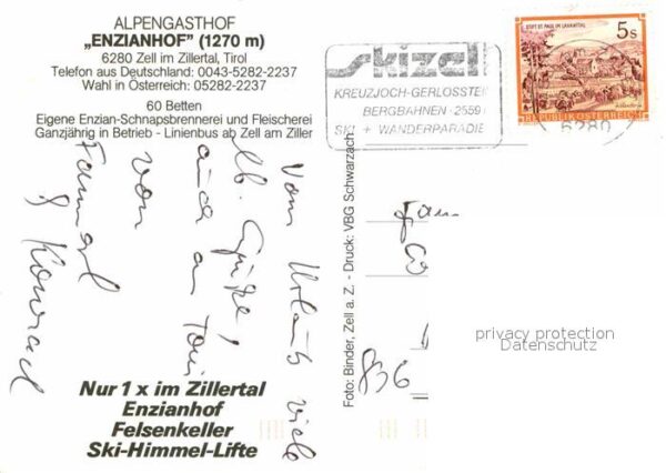 Zell Ziller Tirol Enzianhof Alpengasthof Panoramakarte – Bild 2