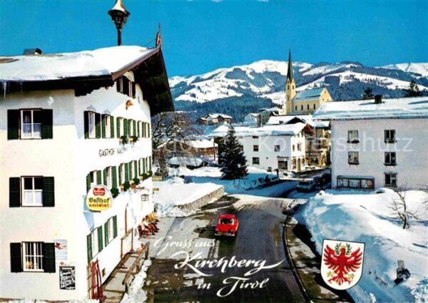 Kirchberg Tirol Ortspatie mit Gasthaus Kalswirt gegen H