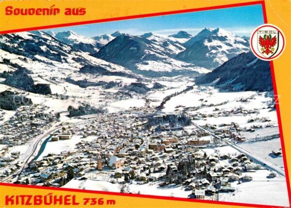 Kitzbuehel Tirol Fliegeraufnahme mit Alpen