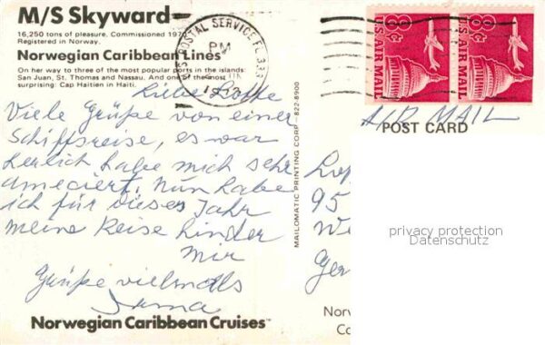 Schiffe Ships Navires M/S Skyward Norwegian Caribbean Lines – Bild 2