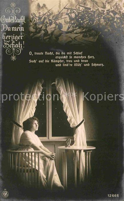 Foto NPG Nr. 12666 Poesie Krieg Frau Gute Nacht du m