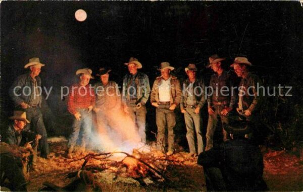 Cowboys Camp Fire Western Moon