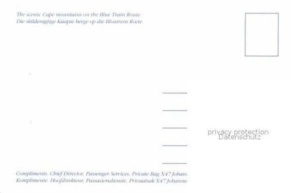 Eisenbahn Blue Train Cape Mountains – Bild 2