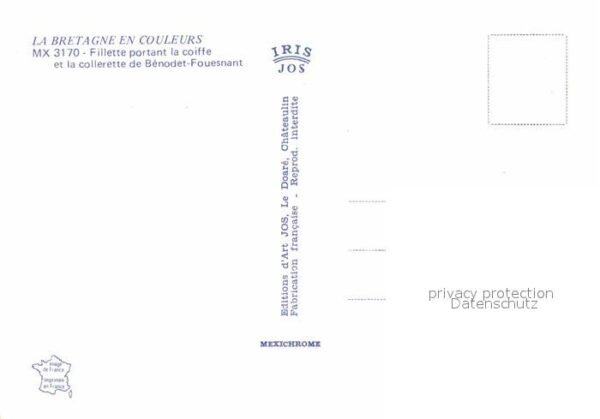 Trachten Frankreich Bretagne Benodet-Fouesnant Fillette – Bild 2
