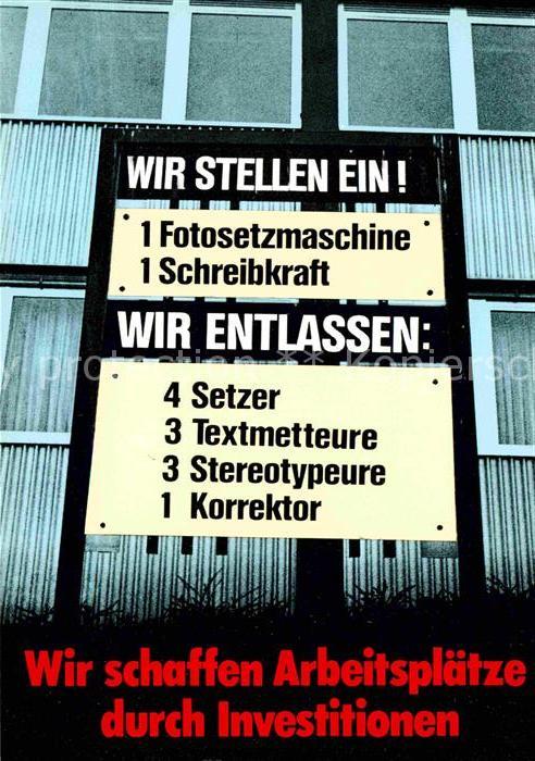 Politik Klaus Staeck Arbeitsplätze durch Invest