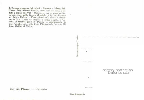 Kirchenglocke Churchbell Cloche Eglise Rovereto Campana ai Caduti – Bild 2