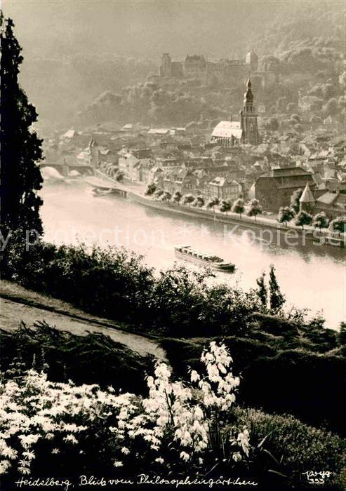 Foto Popp Nr. 353 Heidelberg Blick vom Philosophengär