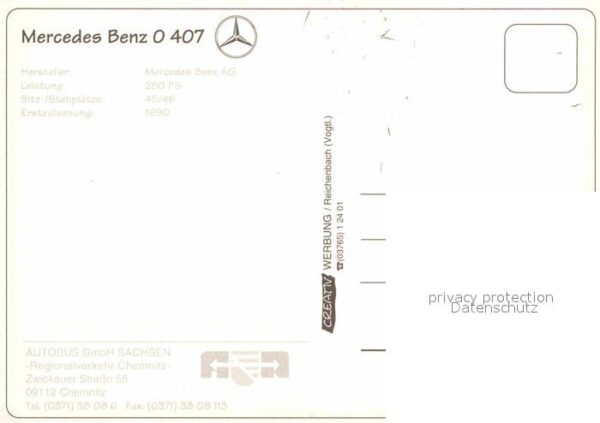 Autobus Omnibus Mercedes Benz 0 407 Regionalverkehr Che – Bild 2