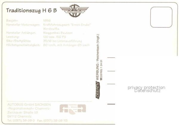 Autobus Omnibus Traditionszug H 6 B Regionalverkehr Che – Bild 2