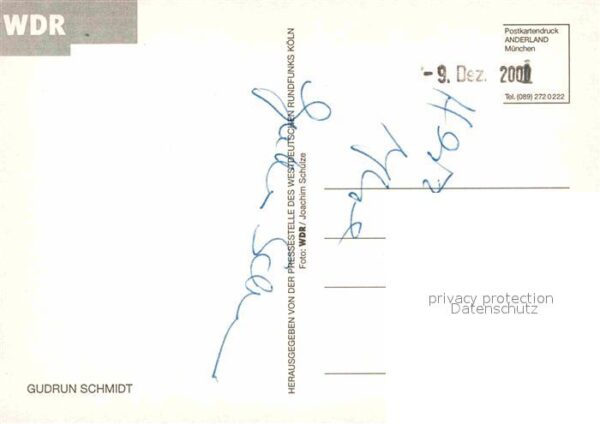 Rundfunk WDR Gudrun Schmidt Autogramm – Bild 2