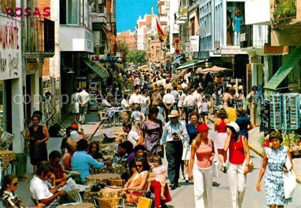 Rosas Costa Brava Cataluna Geschäftsstrasse von San Telmo