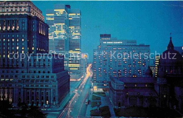 Montreal Quebec Night view of Dorchester Street