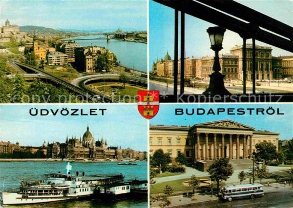 Budapest Panorama Teilansichten Donaudampfer The